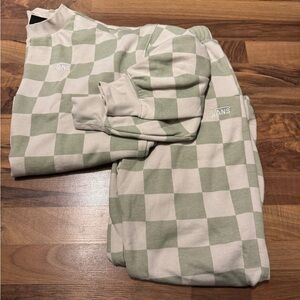 Women vans checkered matching crewneck sweatshirt and jogger